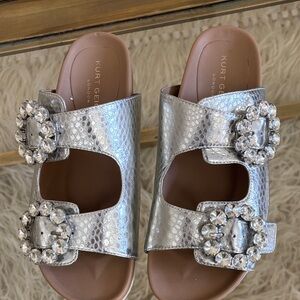 Kurt Geiger Silver Crystal Buckle Sandals